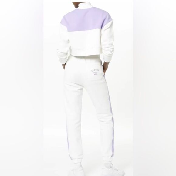 NWT EleVen Venus Williams Purple White 2 Pc Crop Top Joggers Set - Size S - Picture 9 of 13